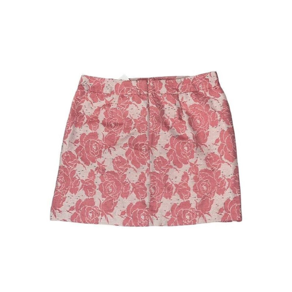 Loft Women's Salmon Pink Woven Rose Floral Mini Pencil Straight Skirt Size 1
